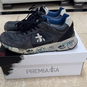 Premiata Men's Dark Gray and Blue Sneakers